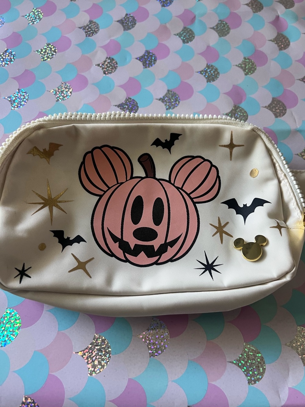 Disney Parks MNSSHP Mickey Pumpkin Halloween Fanny Pack Crossbody Belt Bag